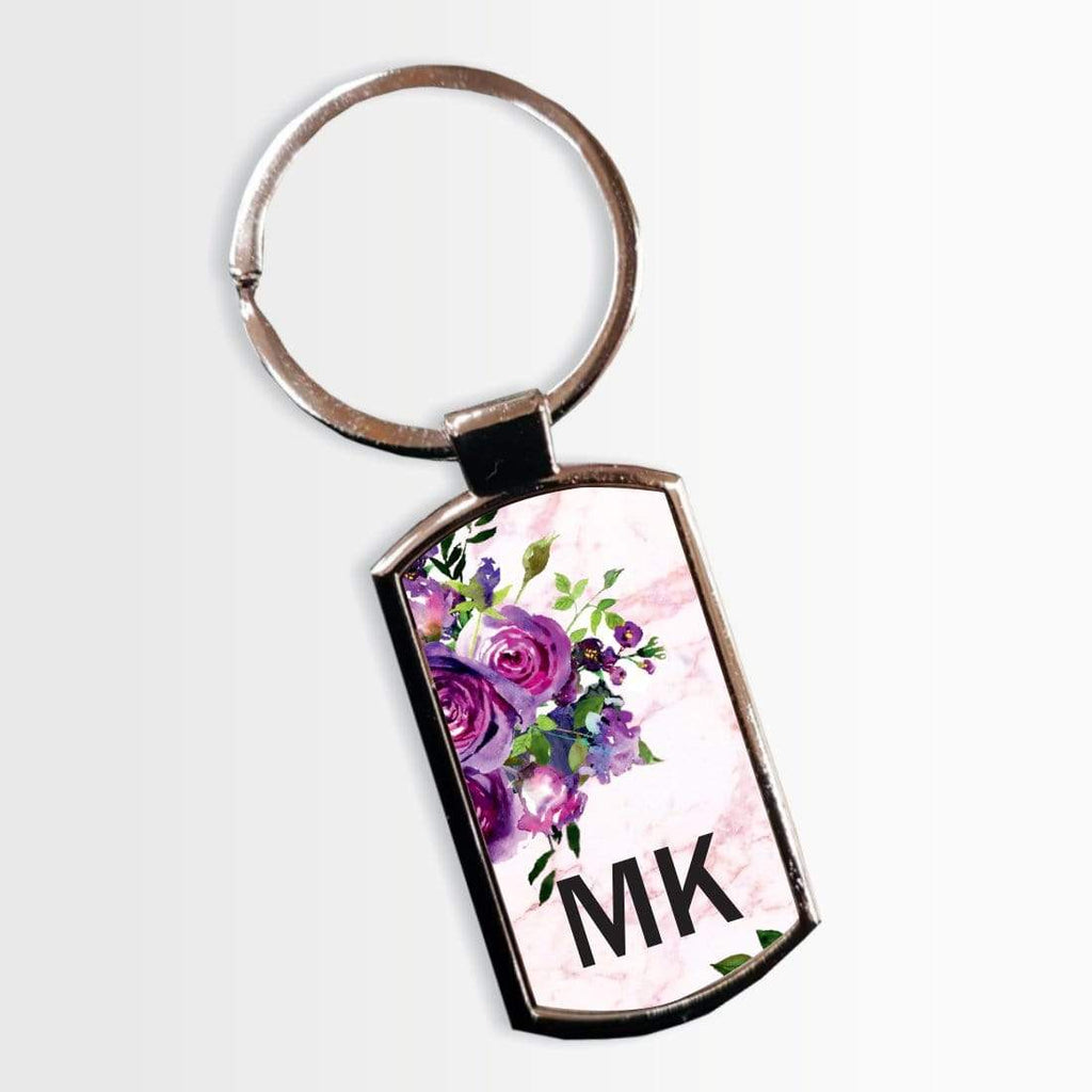 Personalised Initials Floral Key Ring Sentimental Gift