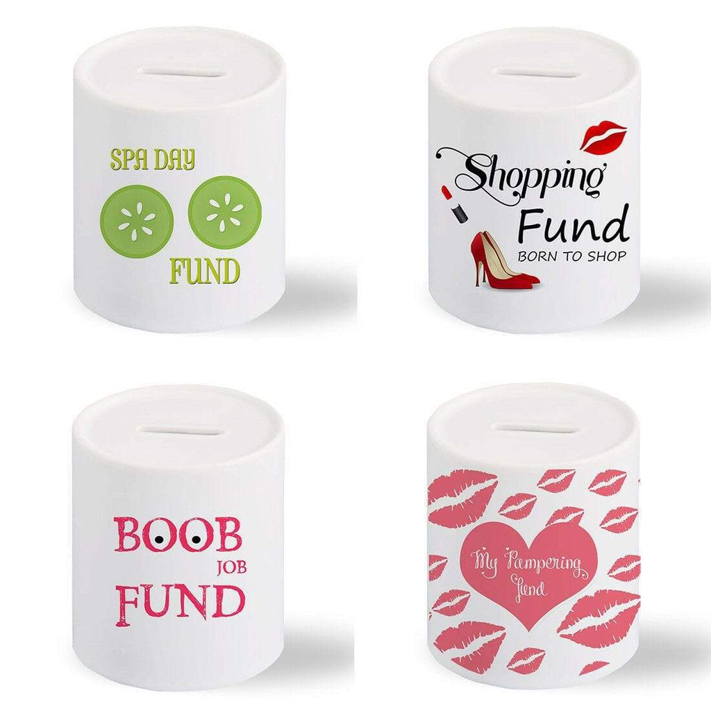 Spa Day Shopping Boob Job Funds Money Box Gift Present Piggy Bank Pocket Money