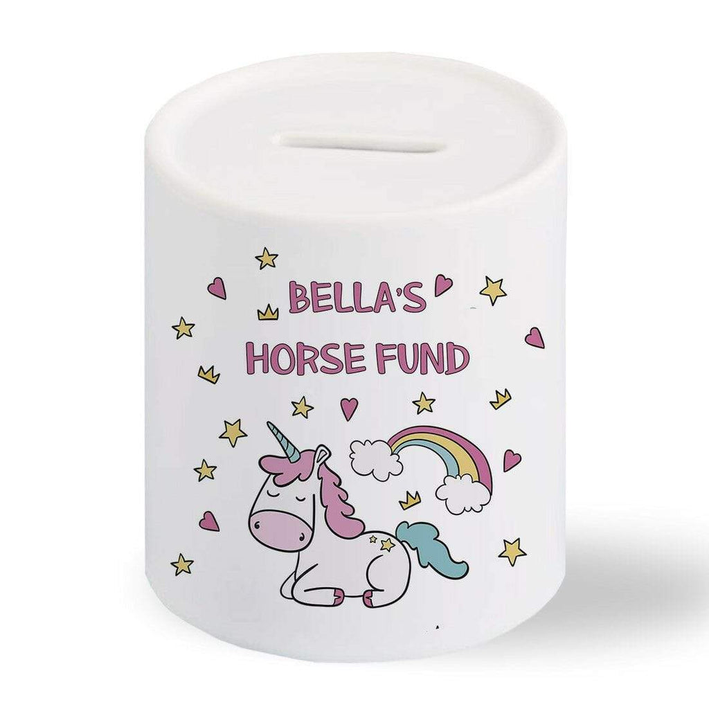 Personalise Name Unicorn Horse Money Box Funds Gift Piggy Bank Pocket Money