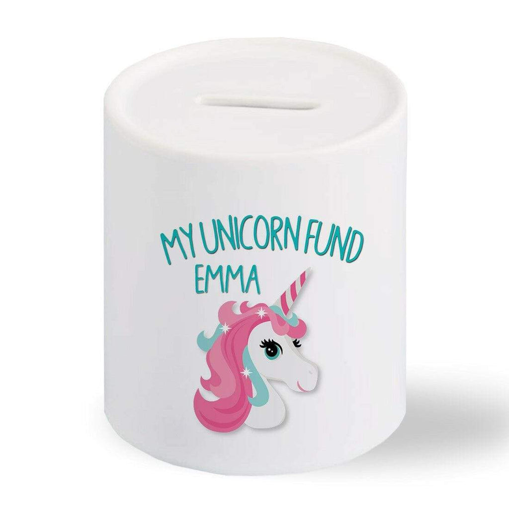 Personalise Name Unicorn Horse Money Box Funds Gift Piggy Bank Pocket Money