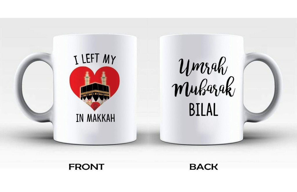 Personalised Name Umrah Mubarak Makkah Mug Islamic Muslim Drink Cup Glass Gift