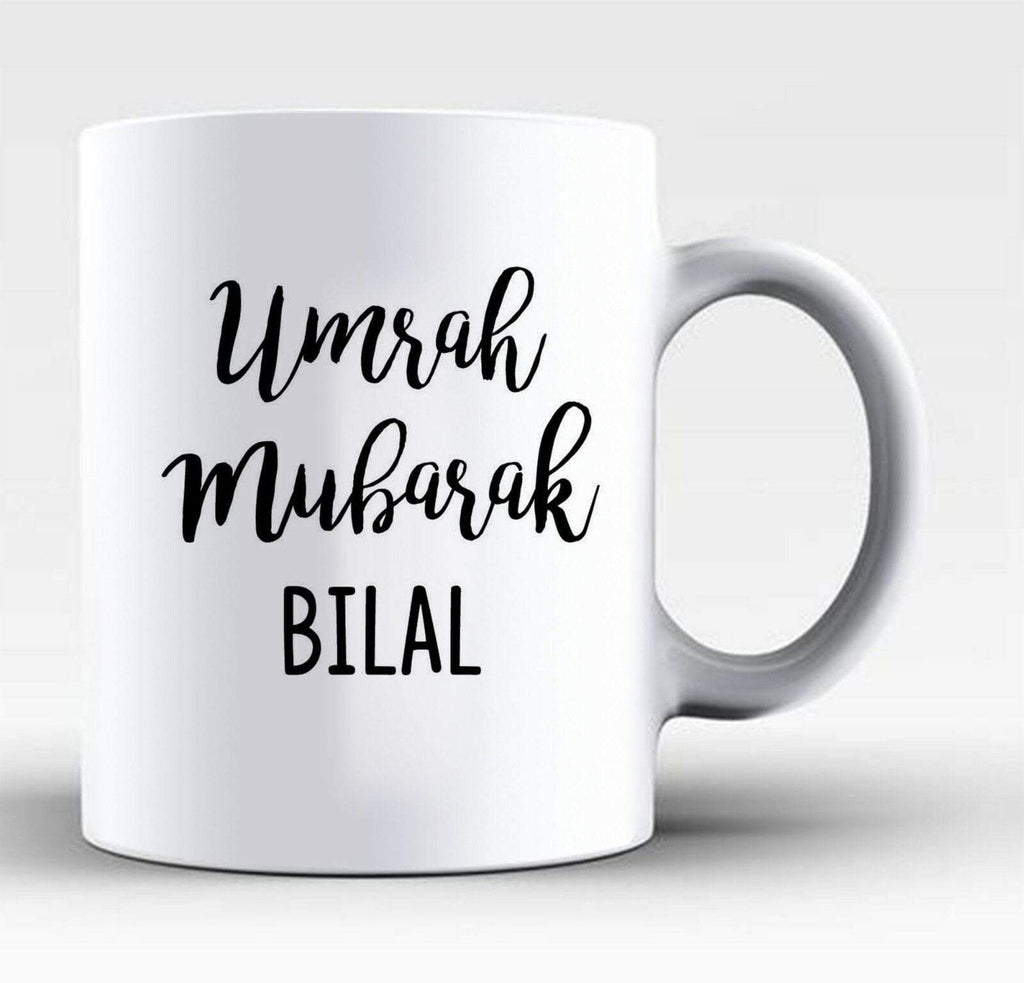 Personalised Name Umrah Mubarak Makkah Mug Islamic Muslim Drink Cup Glass Gift