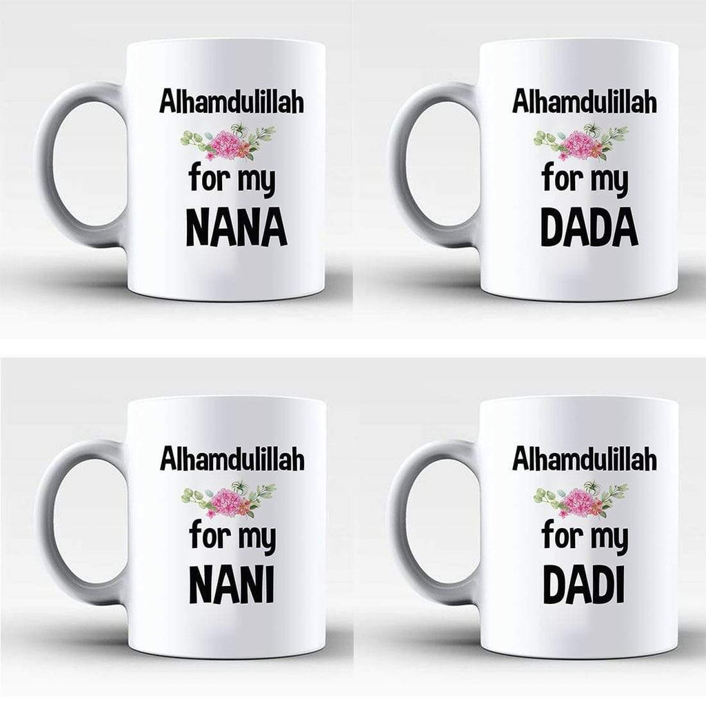 Islamic Alhamdulliah For My Nani Nana Dada Dadi Coffee Tea Glass Mugs Gift