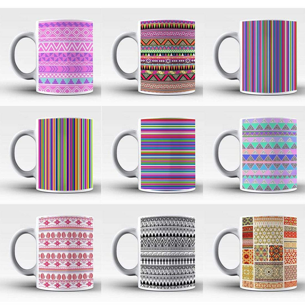 Ideal Tea Coffee Mug Perfect Gift Present Aztec Colourful Stripes Drink Glass