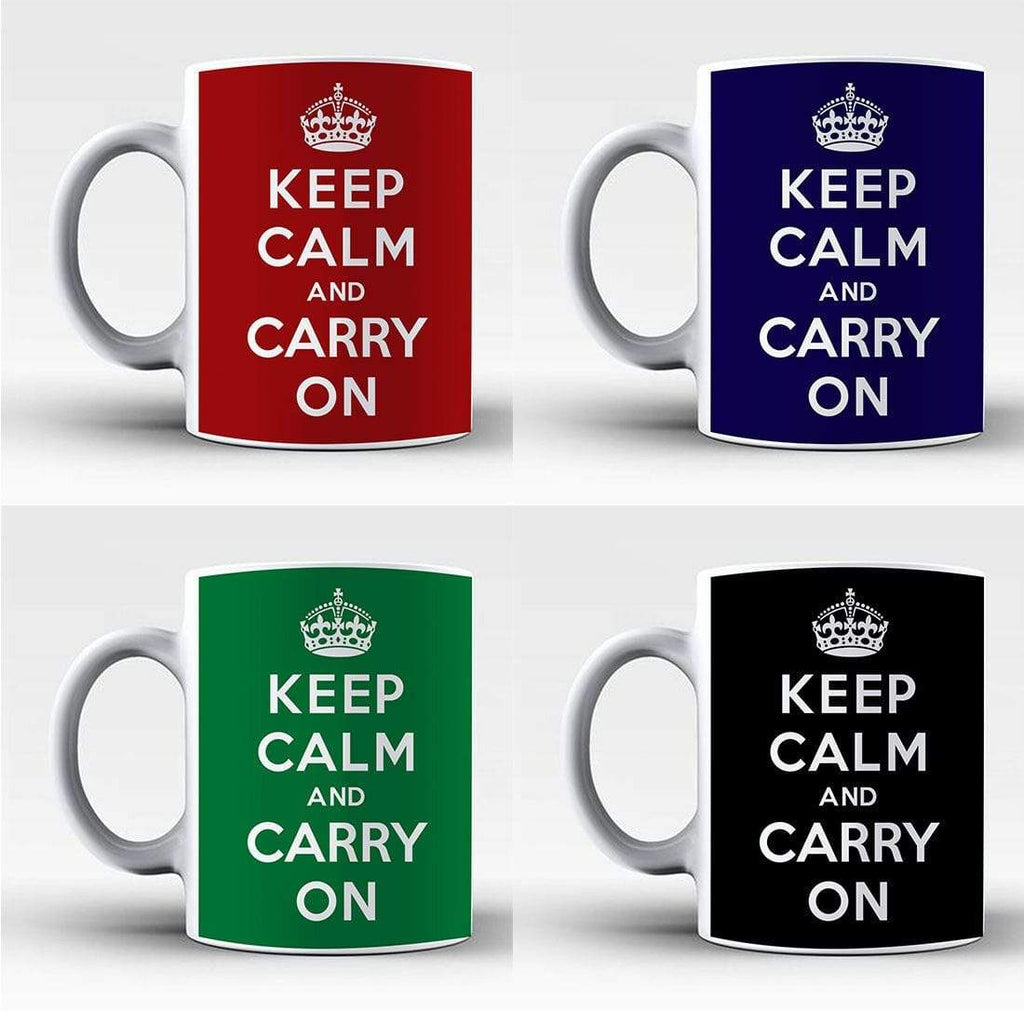 Keep Calm And Carry On Coffee Tea Drinking Glass Mugs Funny Gift Present 1