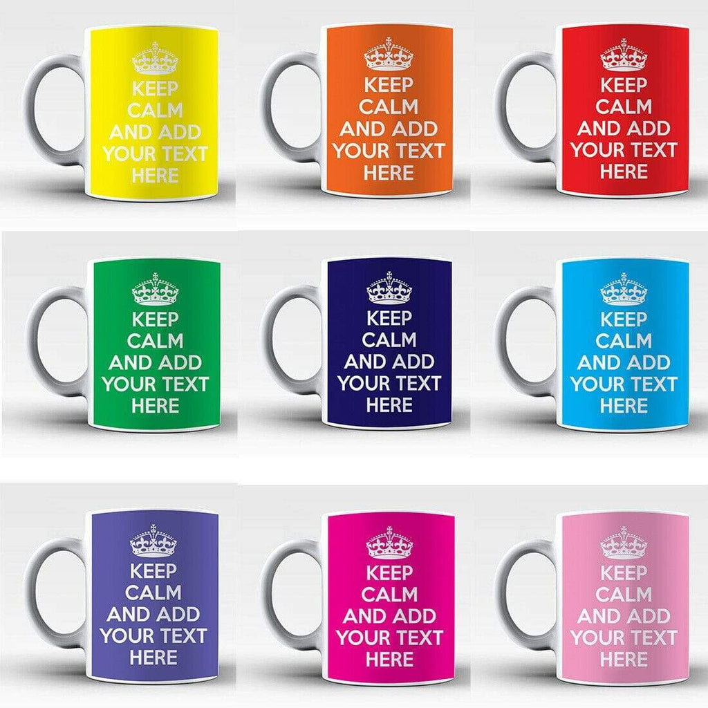 Personalised Keep Calm Add Any Text Tea Coffee Drinking Glass Mugs Gift Present