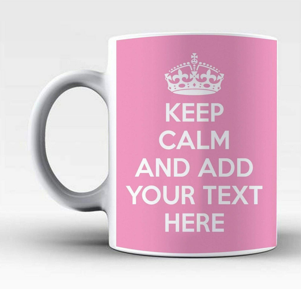 Personalised Keep Calm Add Any Text Tea Coffee Drinking Glass Mugs Gift Present