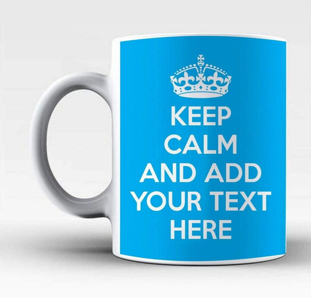 Personalised Keep Calm Add Any Text Tea Coffee Drinking Glass Mugs Gift Present