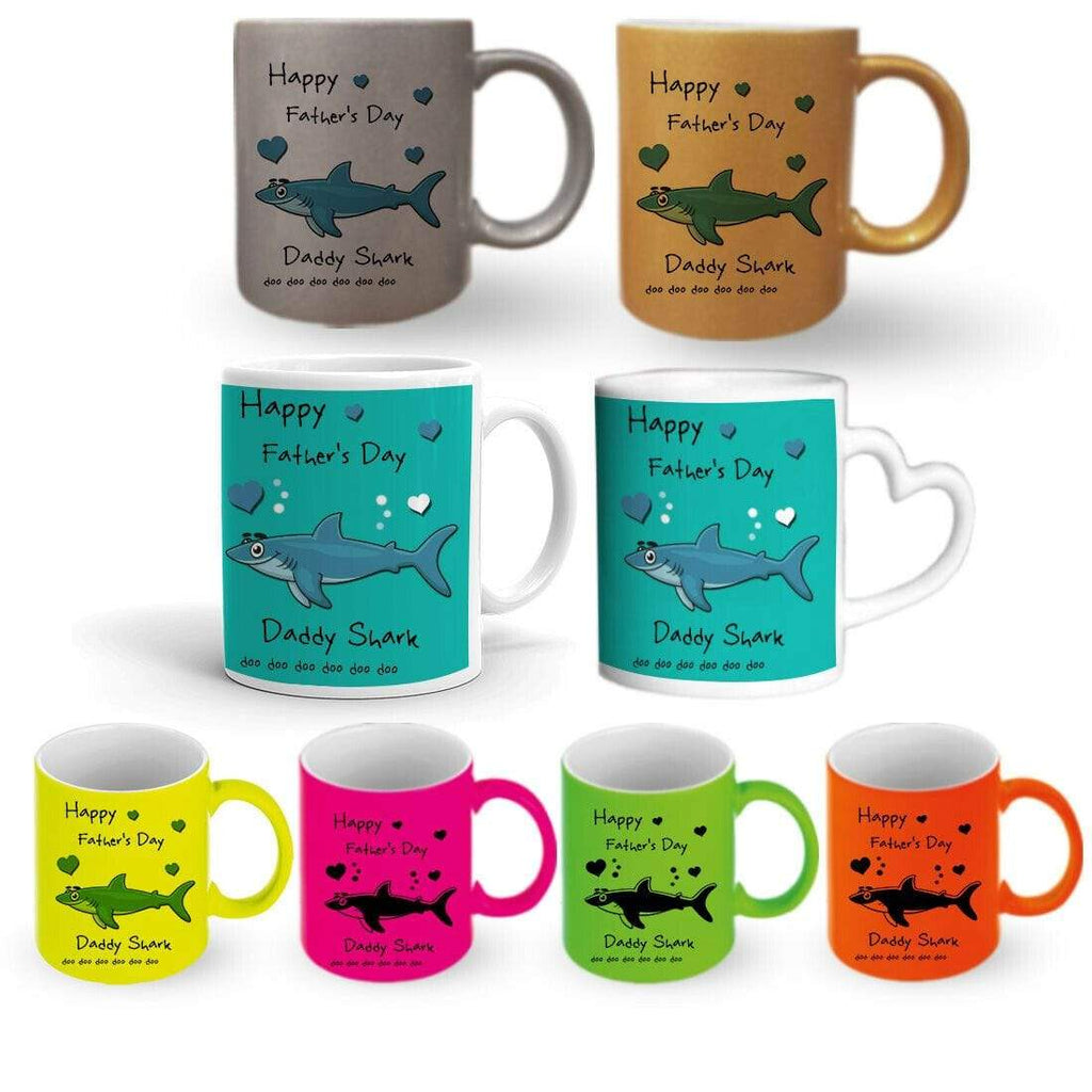 Daddy Shark Father's Day Present Mug Glass Cup Gift With Or Without Coaster S2