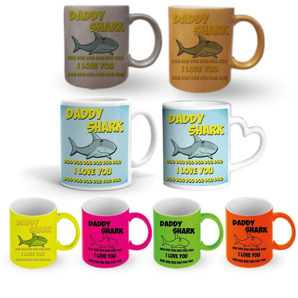 Daddy Shark Father's Day Gift Present Mug Glass Cup Gift With Or Without Coaster