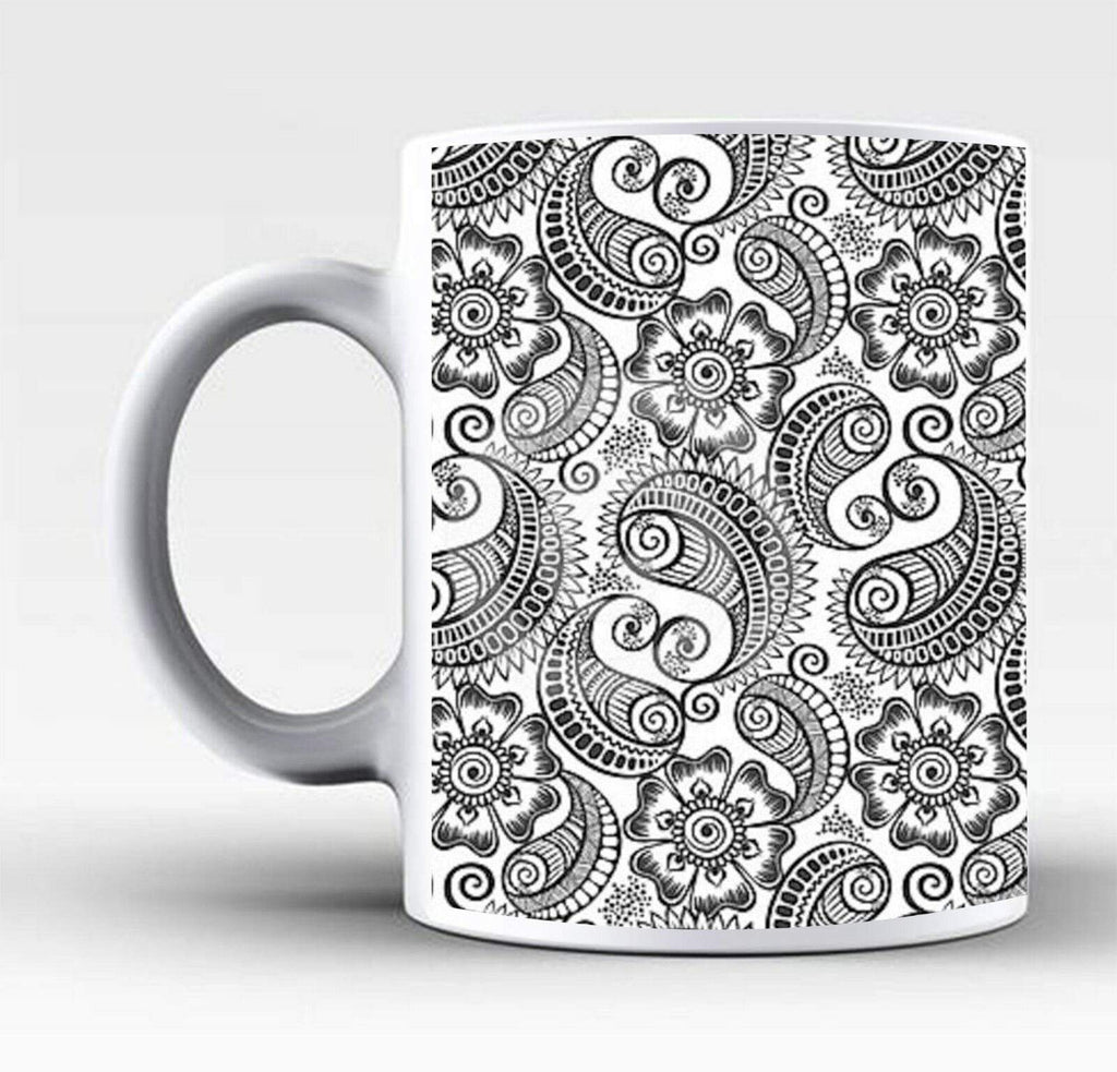 New Ideal Tea Coffee Mug Gift Present Floral Aztec Black & White Drink Glass 3