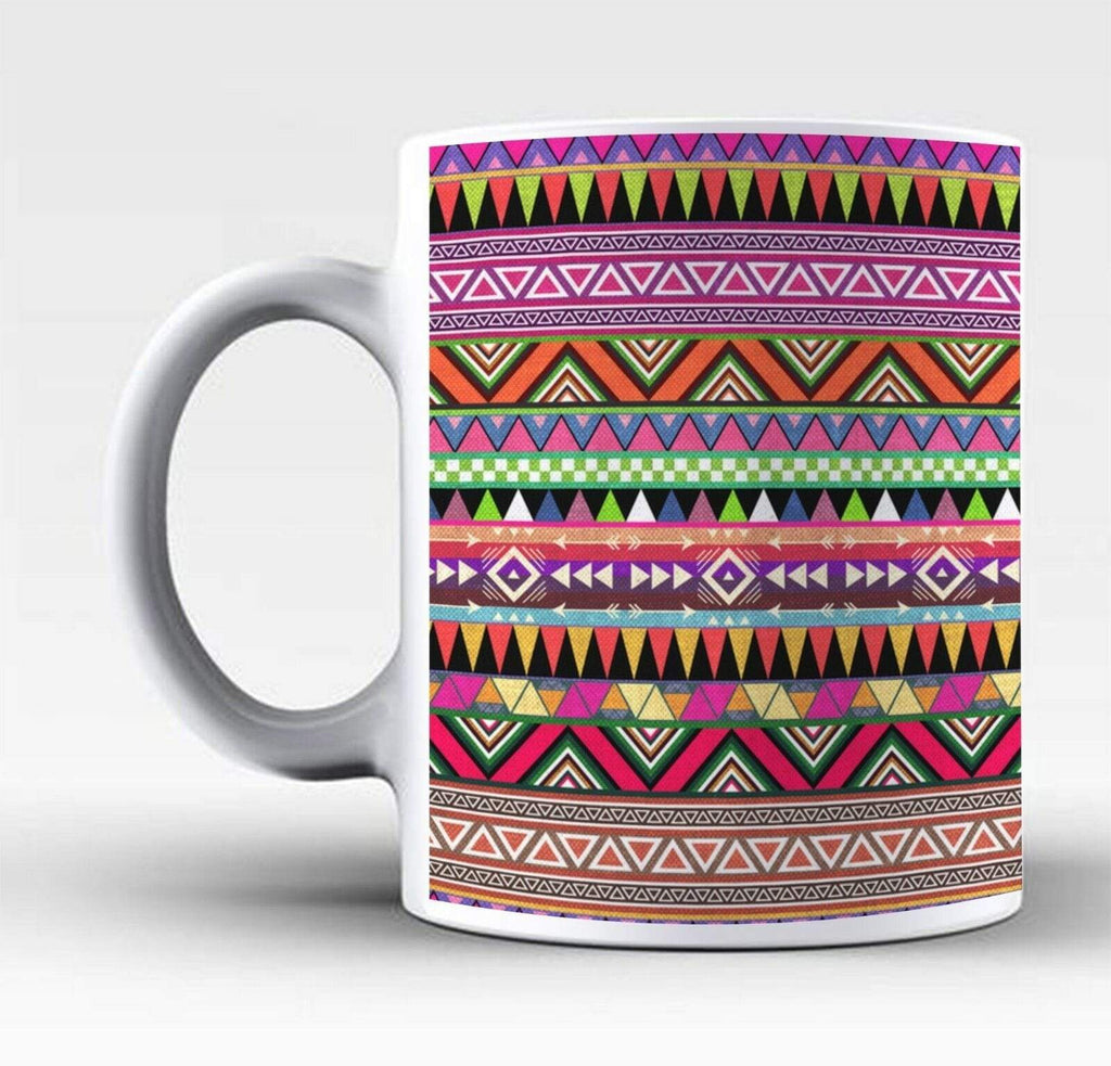 Ideal Tea Coffee Mug Perfect Gift Present Aztec Colourful Stripes Drink Glass