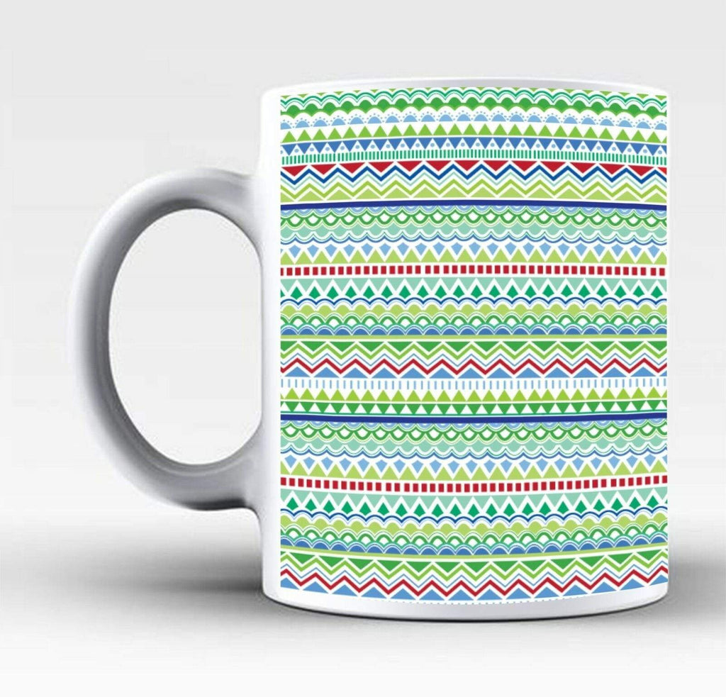 Ideal Tea Coffee Mug Perfect Gift Present Aztec Colourful Stripes Drink Glass 2