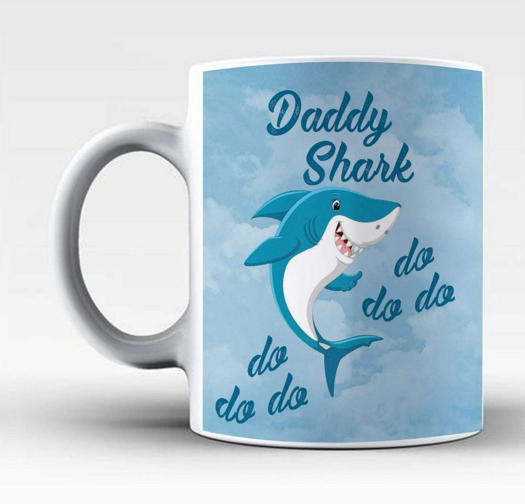 Mummy Daddy Shark Fish parents Kids Song Rhyme Mug Tea Coffee Glass Cup Gift