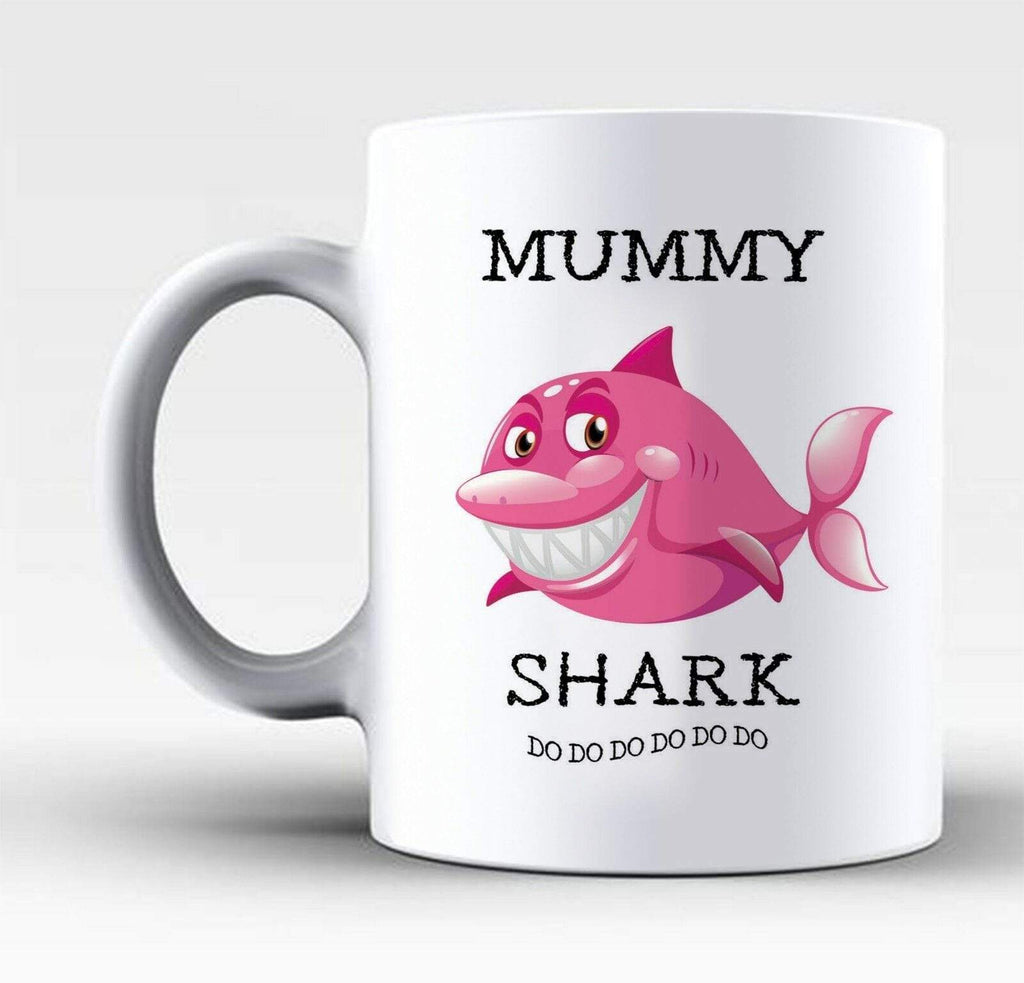 Mummy Daddy Shark Fish parents Kids Song Rhyme Mug Tea Coffee Glass Cup Gift