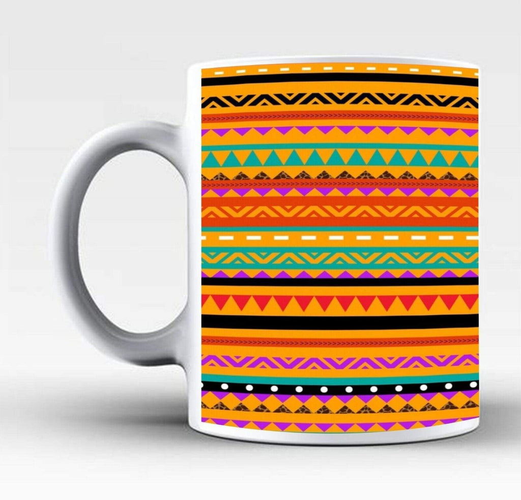 Ideal Tea Coffee Mug Perfect Gift Present Aztec Colourful Stripes Drink Glass 2