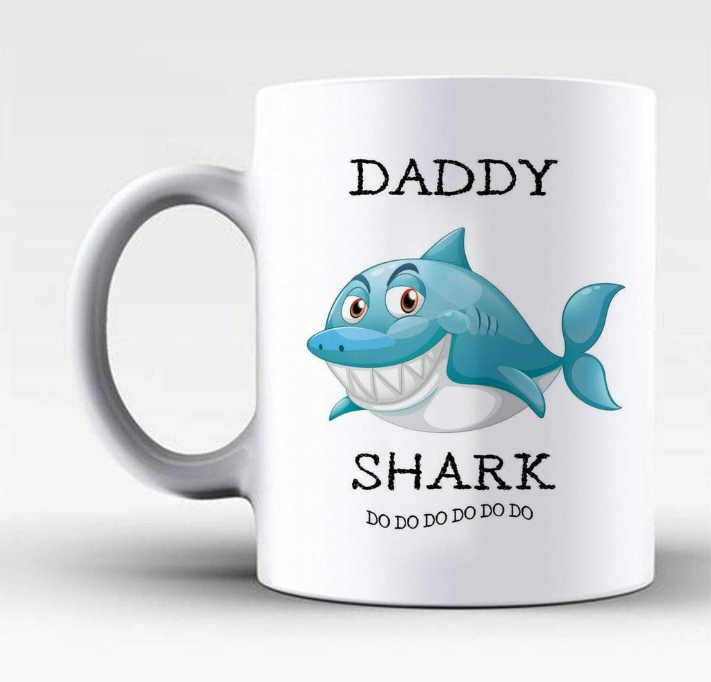 Mummy Daddy Shark Fish parents Kids Song Rhyme Mug Tea Coffee Glass Cup Gift