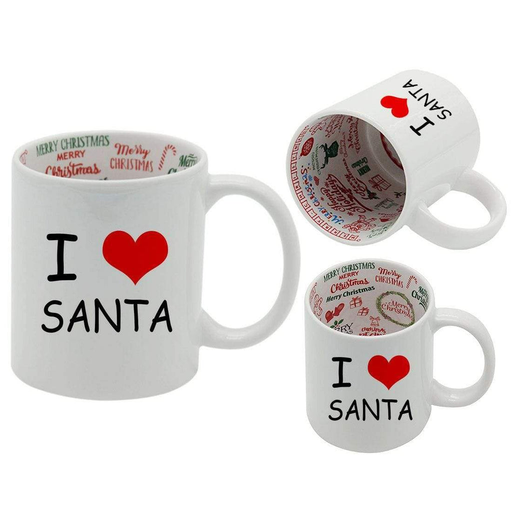 I Love Christmas Festive Graffiti Santa Drink Cup Glass Coffee Tea Mug Gift 2