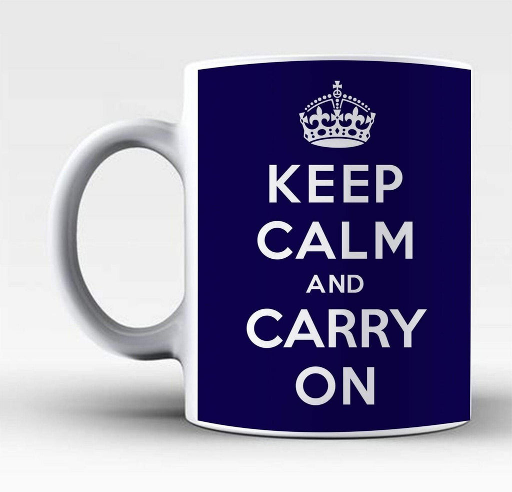 Keep Calm And Carry On Coffee Tea Drinking Glass Mugs Funny Gift Present 1