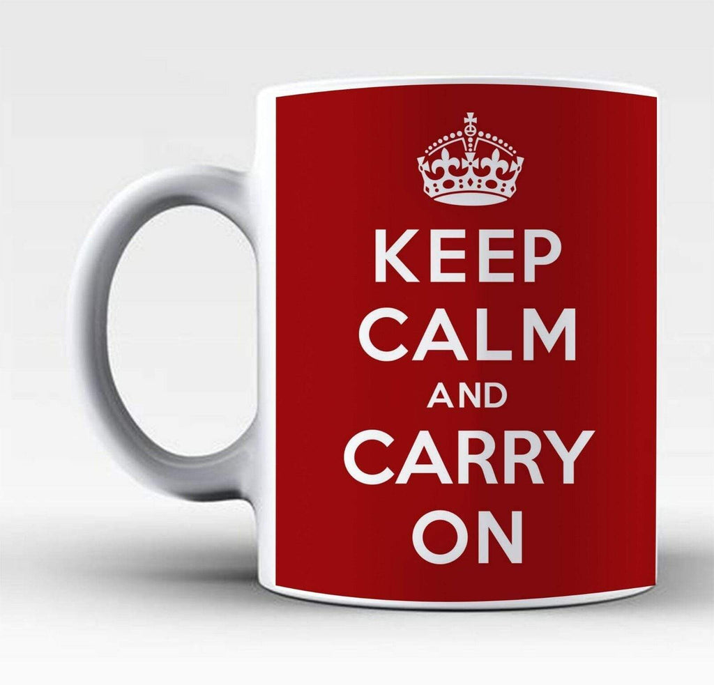 Keep Calm And Carry On Coffee Tea Drinking Glass Mugs Funny Gift Present 1