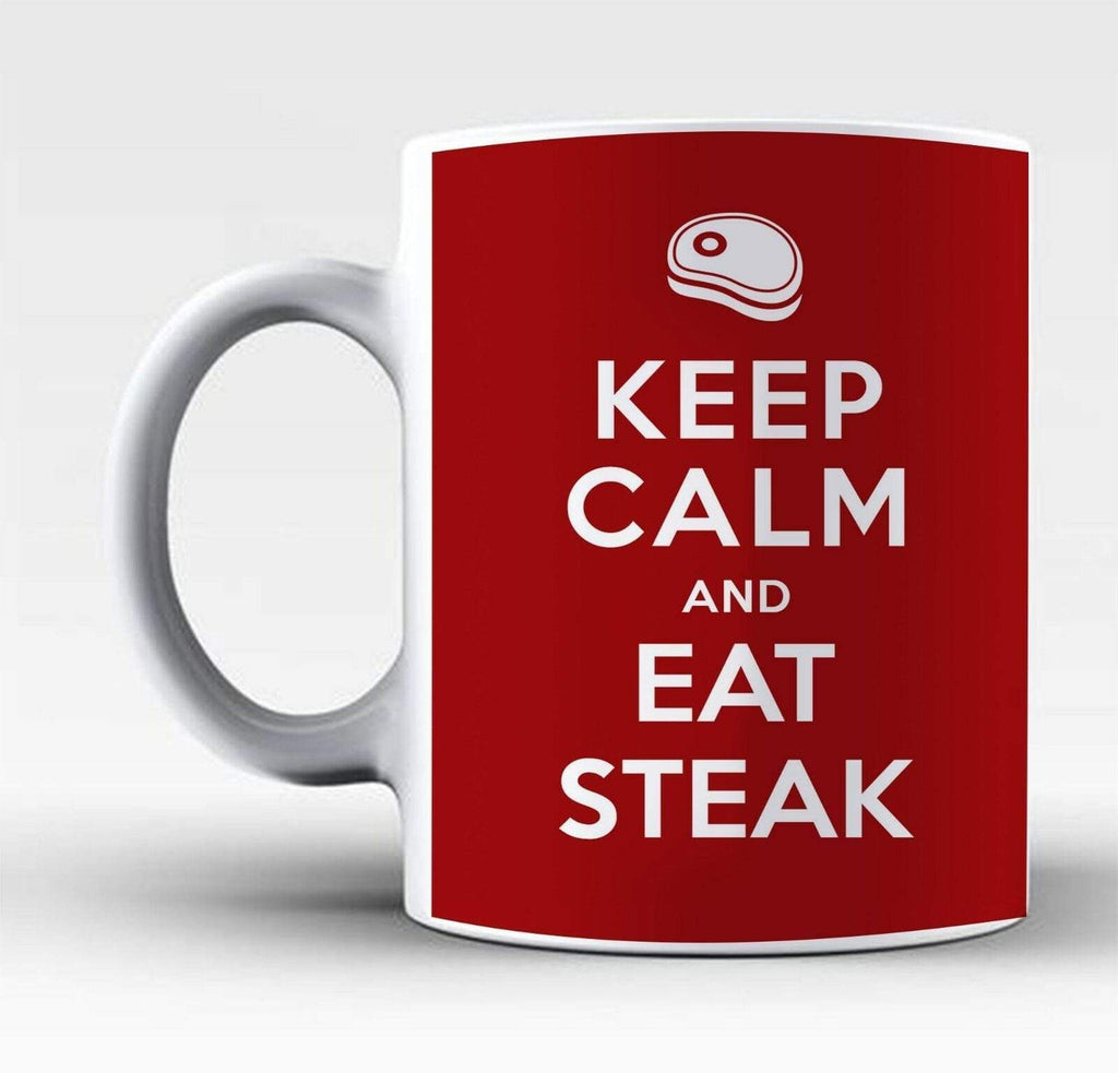 Keep Calm Eat Chocolate Steak Veg Cupcakes Funny Drink Glass Mugs Gift Present