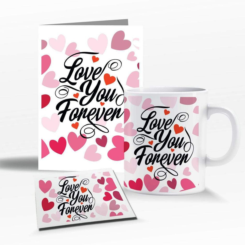 Love Cute Valentines Birthday Mug Cup Glass Coaster Greeting Card Set