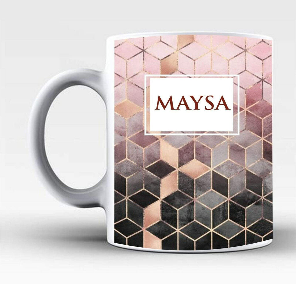 Personalise Name Initials Marble Affect Print Glass Tea Coffee Gift Mug Cup 2