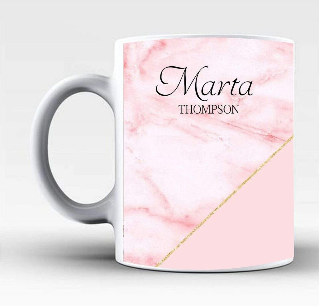 Personalise Name Initials Marble Affect Print Glass Tea Coffee Gift Mug Cup 2