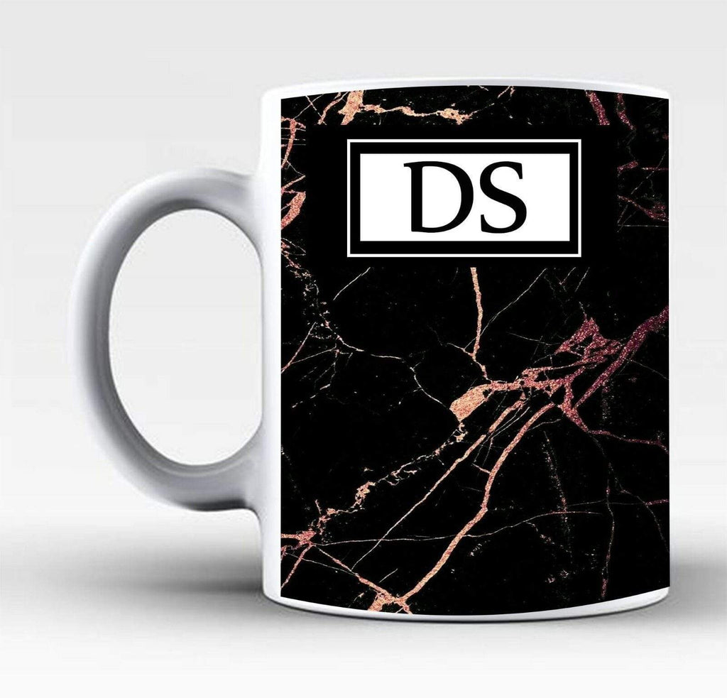 Personalise Name Initials Marble Affect Print Glass Tea Coffee Gift Mug Cup 2