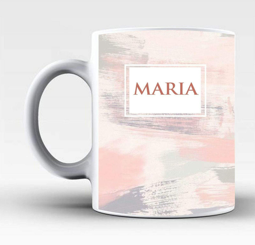 Personalised Name Initials Marble Affect Print Glass Tea Coffee Gift Mug Cup 3