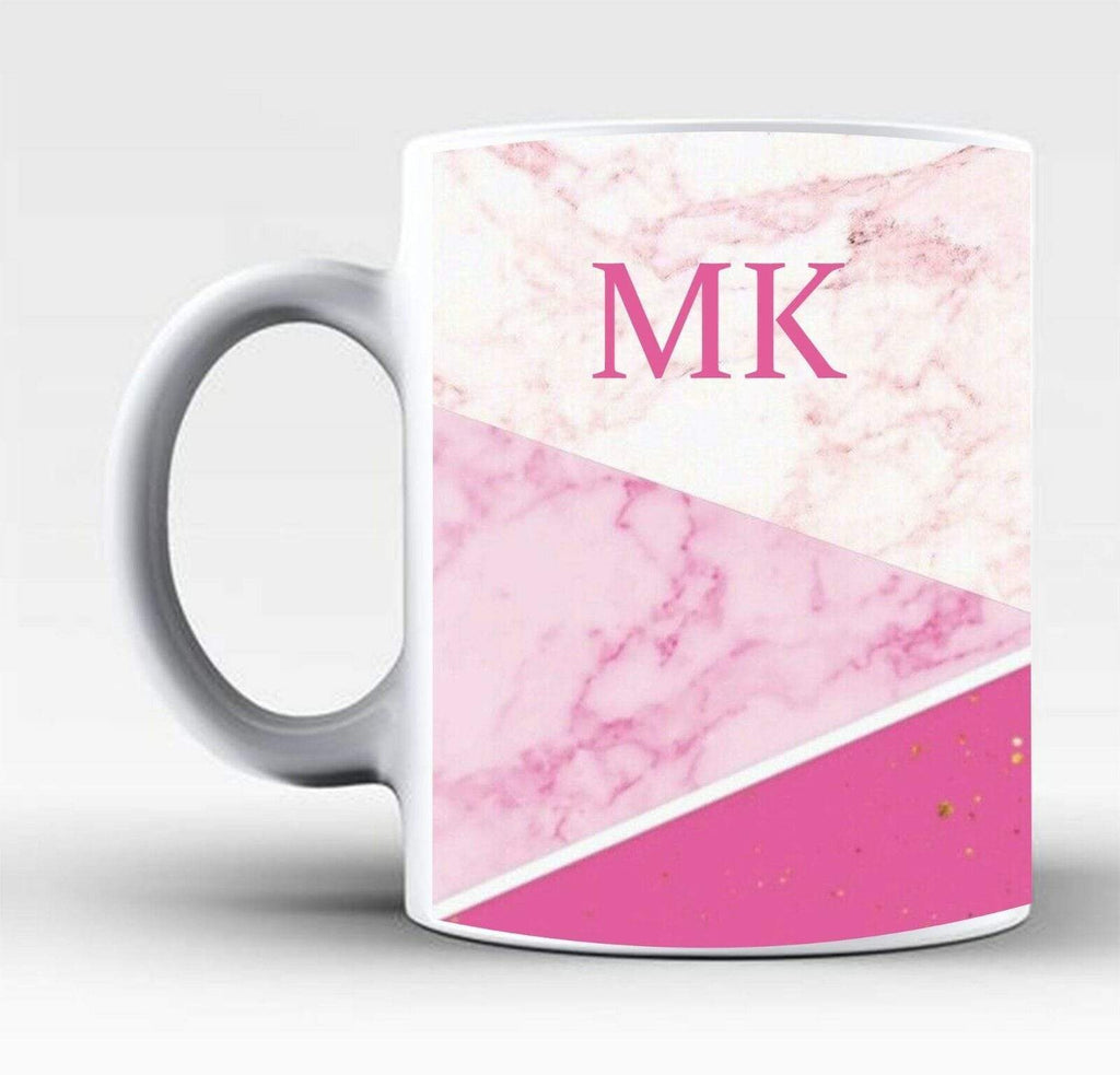 Personalise Name Initials Marble Affect Print Glass Tea Coffee Gift Mug Cup 2