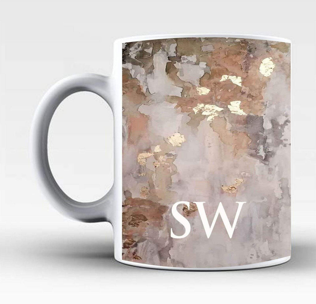 Personalise Name Initials Marble Affect Print Glass Tea Coffee Gift Mug Cup 2