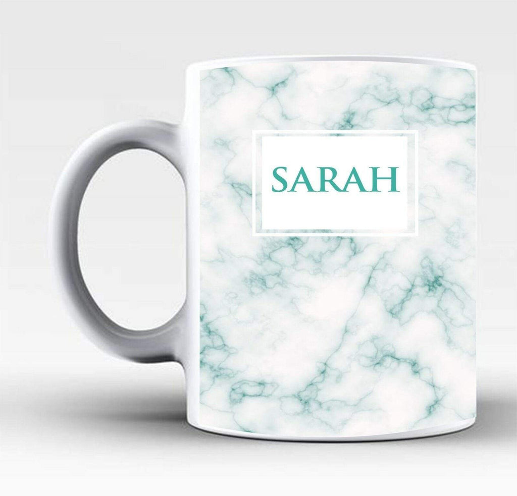 Personalised Name Initials Marble Affect Print Glass Tea Coffee Gift Mug Cup 3