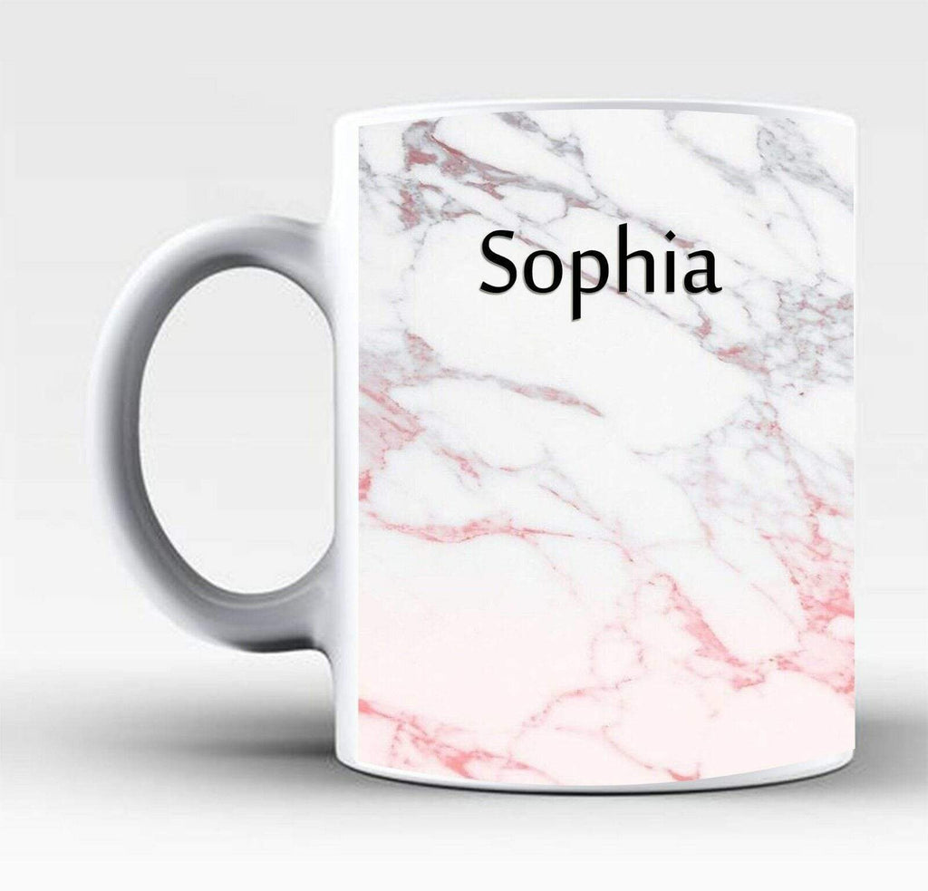 Personalised Name Initials Marble Affect Print Glass Tea Coffee Gift Mug Cup 3