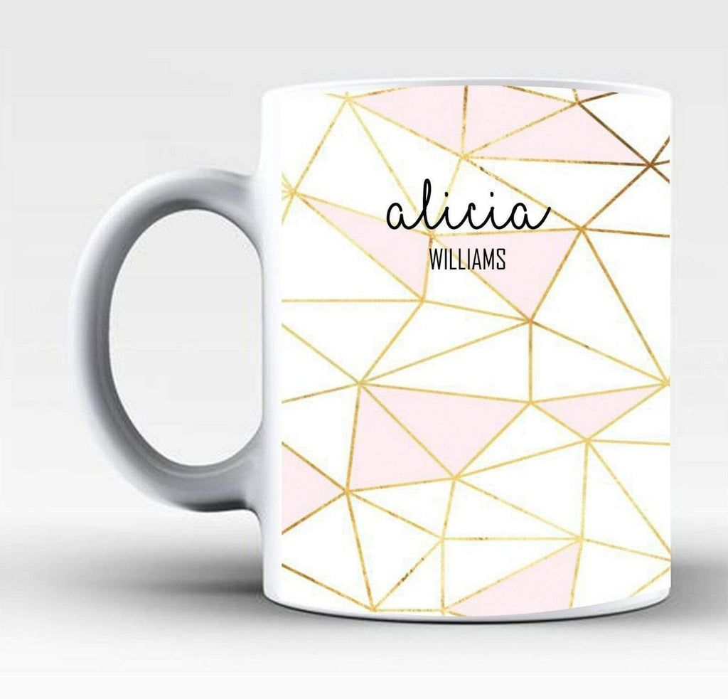 New Personalise Name Initials Marble Affect Print Glass Tea Coffee Gift Mug Cup