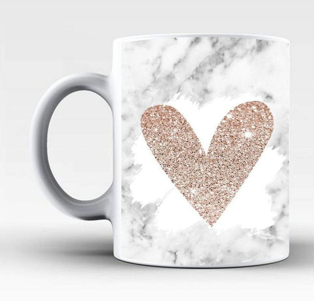 Personalise Name Initials Marble Affect Print Glass Tea Coffee Gift Mug Cup 2