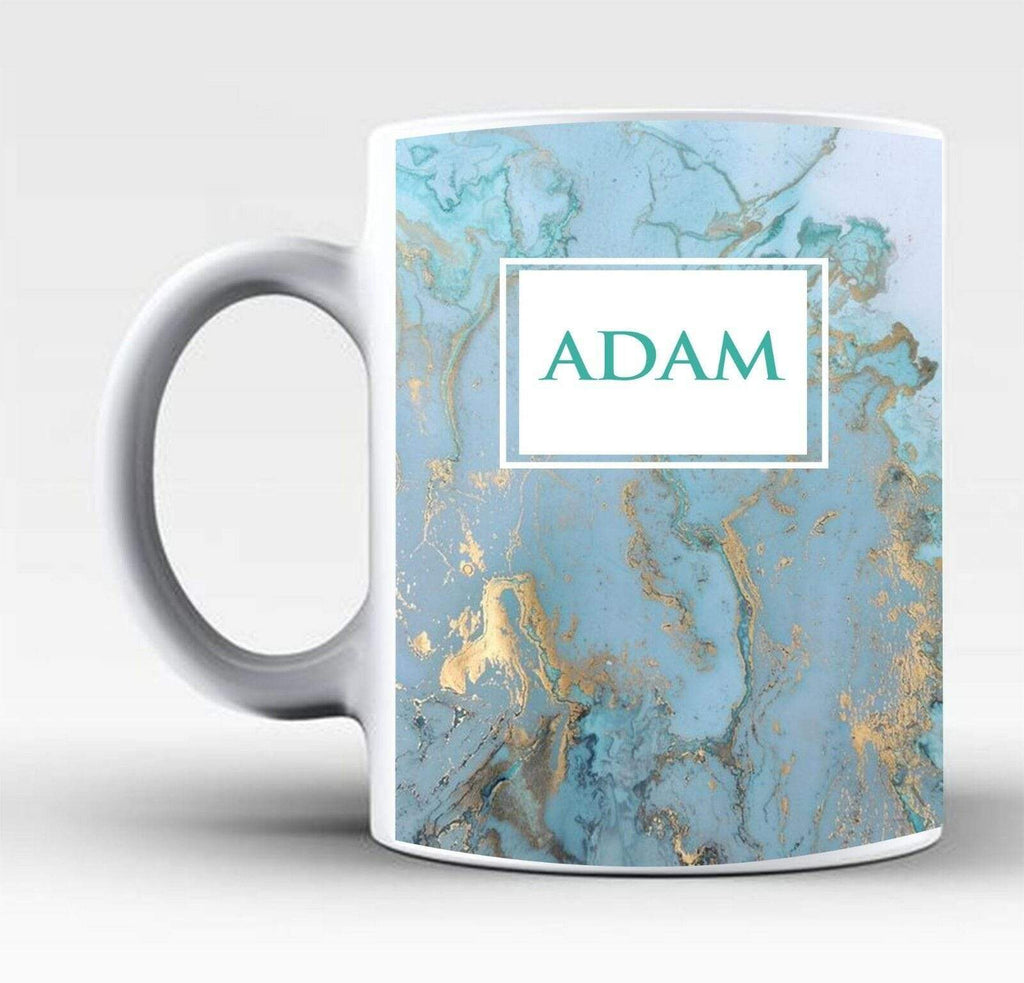 Personalised Name Initials Marble Affect Print Glass Tea Coffee Gift Mug Cup 3