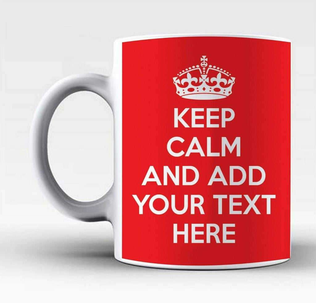 Personalised Keep Calm Add Any Text Tea Coffee Drinking Glass Mugs Gift Present