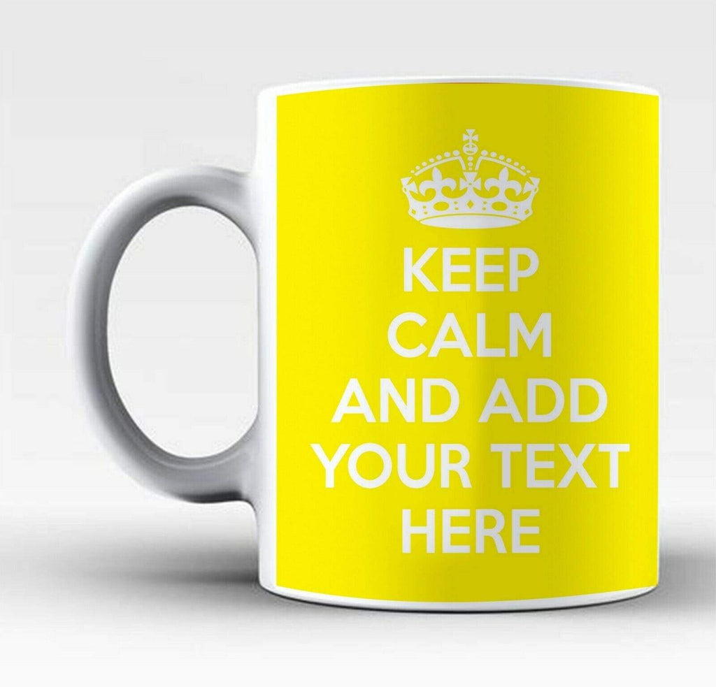 Personalised Keep Calm Add Any Text Tea Coffee Drinking Glass Mugs Gift Present