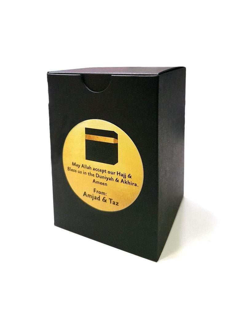 Personalised Hajj & Umrah Mubarak Favour Boxes Ideal Gift Sweets Dates Cake