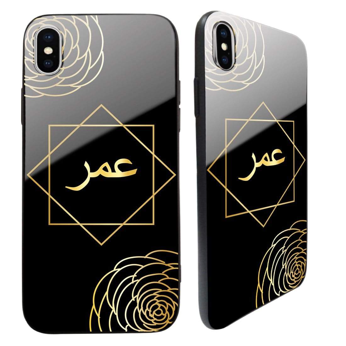 Personalised Name Arabic Font Tempered Glass Case FOR iPhone Samsung