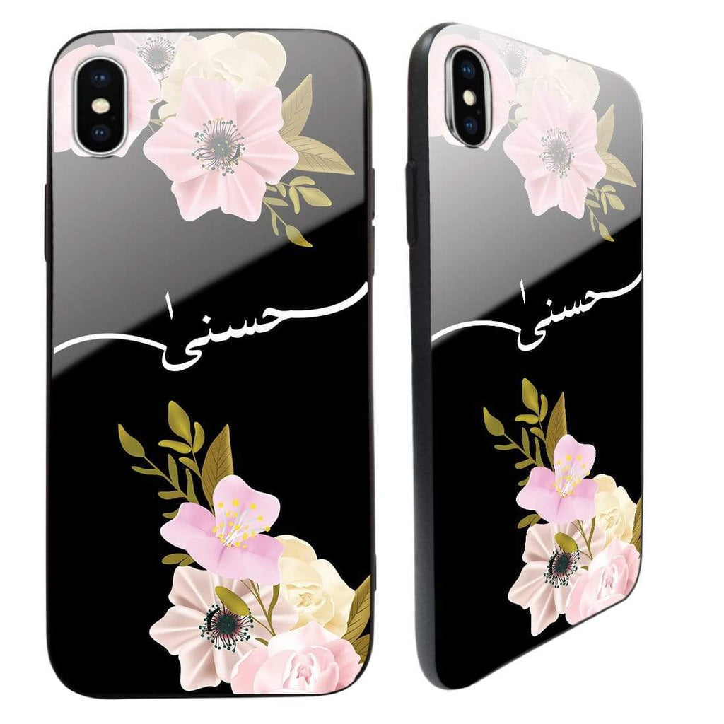 Personalised Name Arabic Font Tempered Glass Case FOR iPhone Samsung D2
