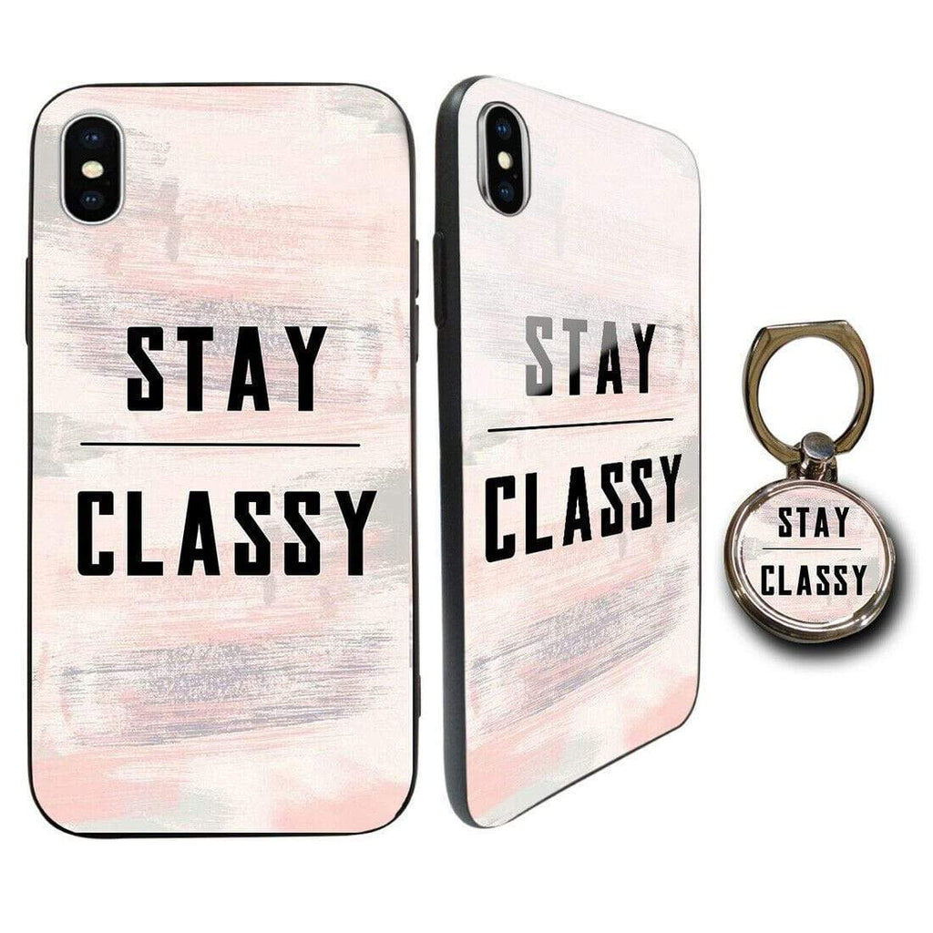 Personalised Tempered Glass Case FOR iPhone Samsung OPTIONAL Phone Holder Stay Class