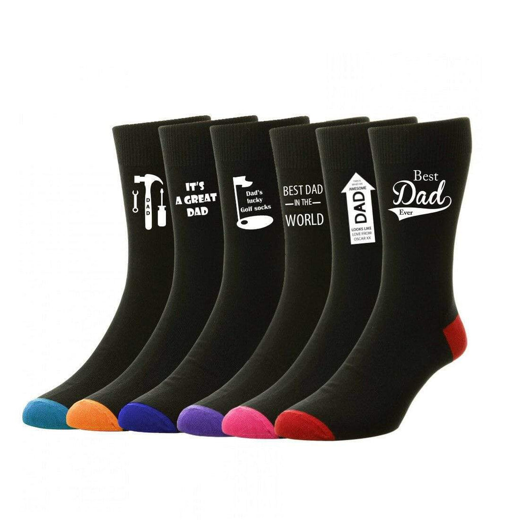 Personalised Men's Grandad Dad Xmas Lucky Golf Socks Gift Present Size 6-11 Toe