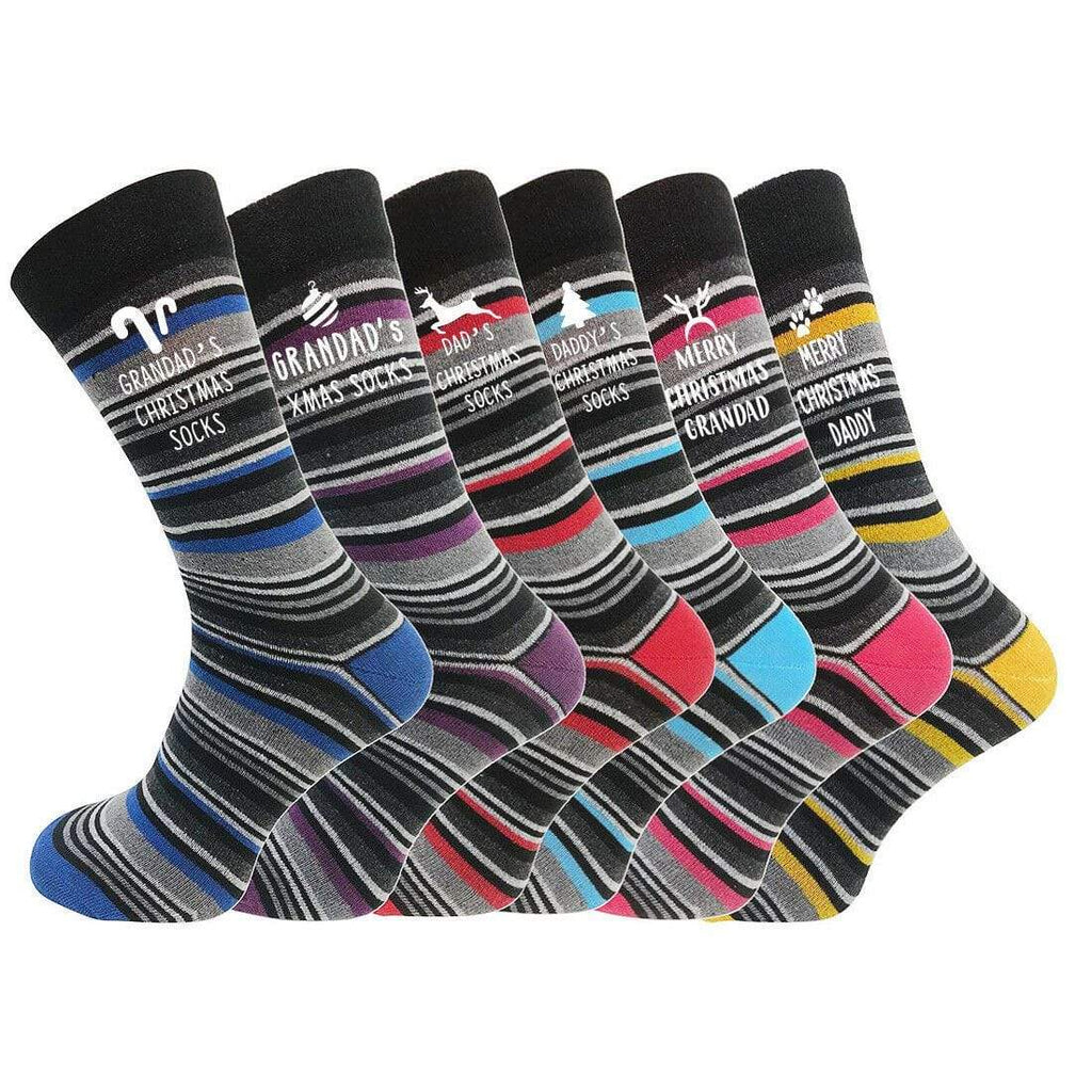 Personalised Mens Grandad Dad Daddy Xmas Christmas Socks Gift  Sizes 6-11 Stripe