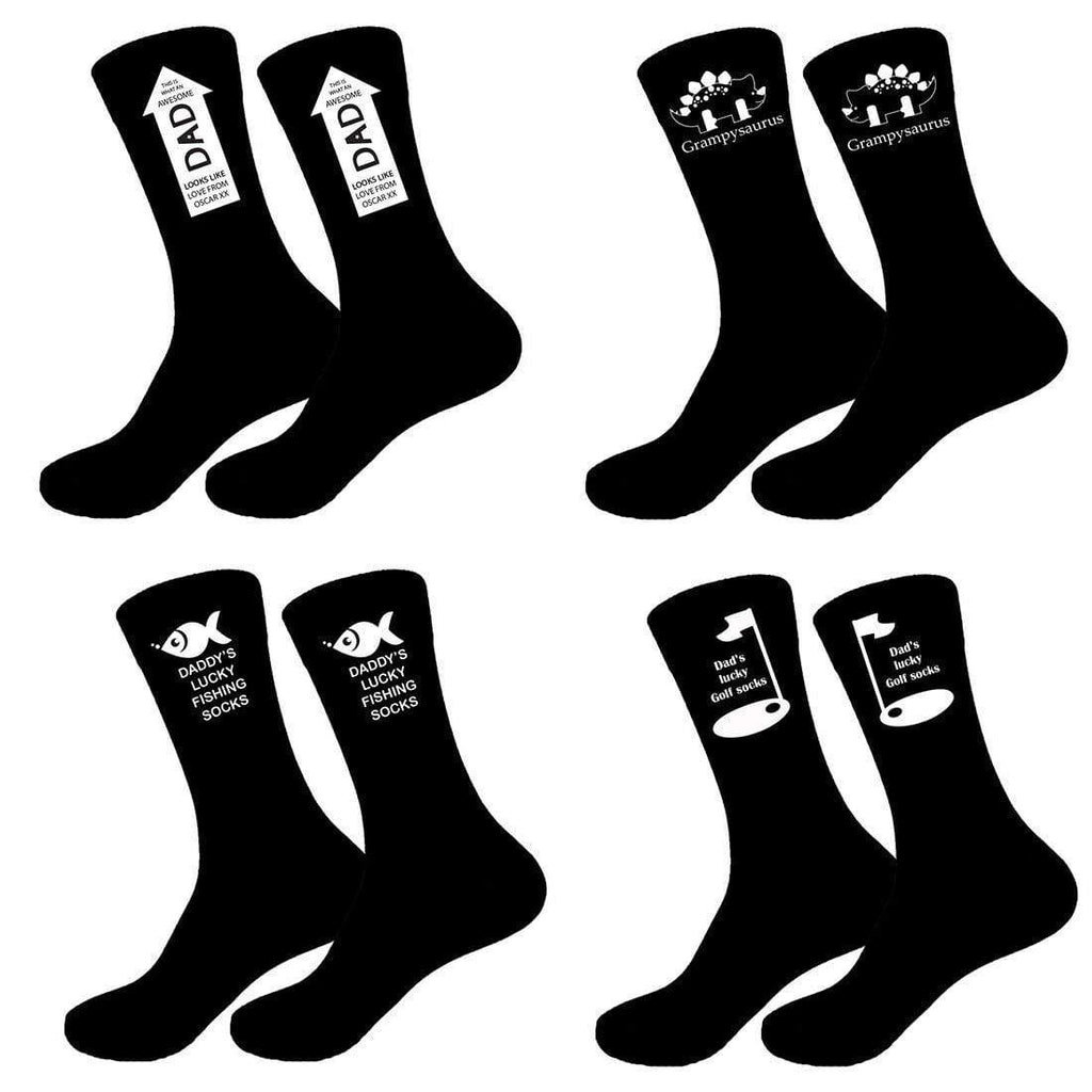 New Mens Fathers Day Grandad Dad Golf Fishing Socks Sizes 6-11, 10-13 Big Foot