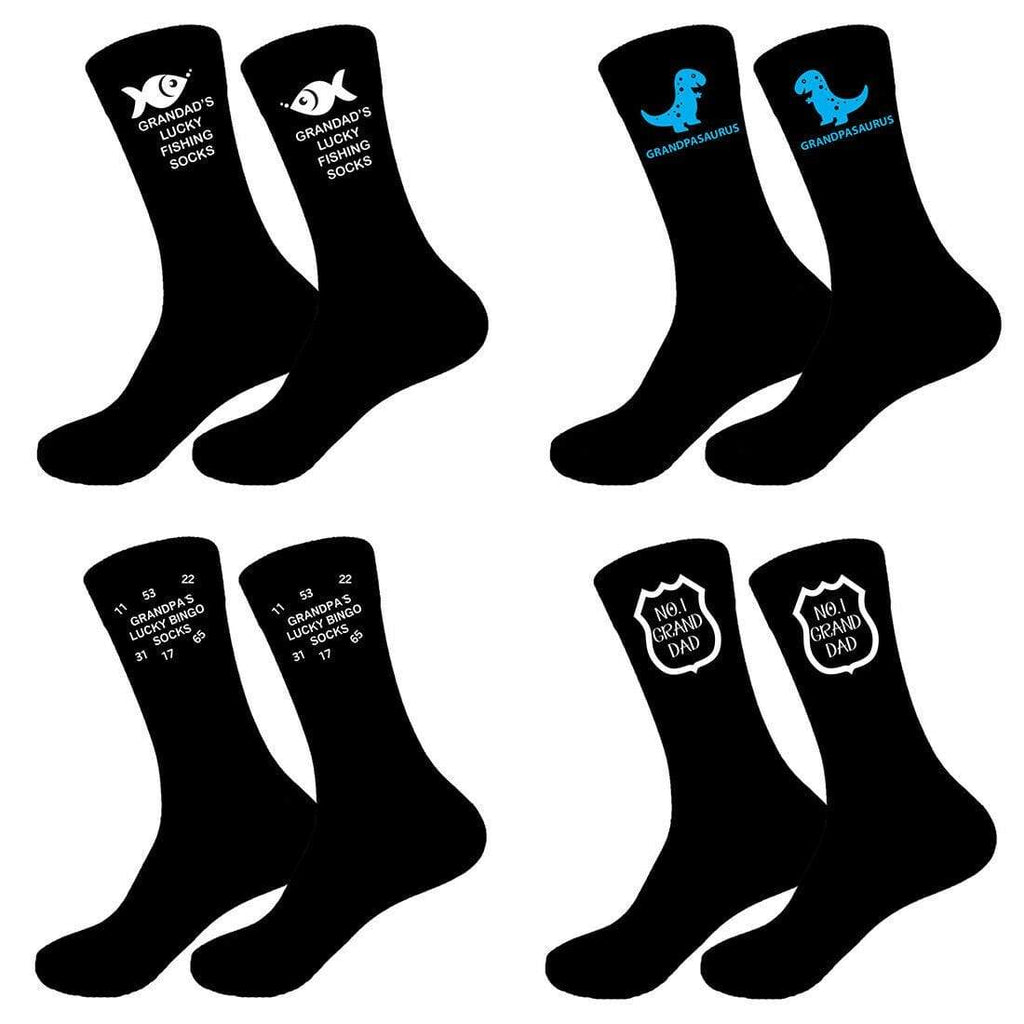 Mens Grandad GrandPa Daddy Dad Golf Socks Sizes 6-11, 10-13 Big Foot Black, Navy