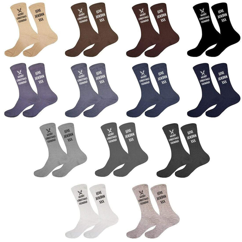 Mens Personalised Christmas Grandad Socks Gift Present Sizes 6-11,10-13 Big Foot