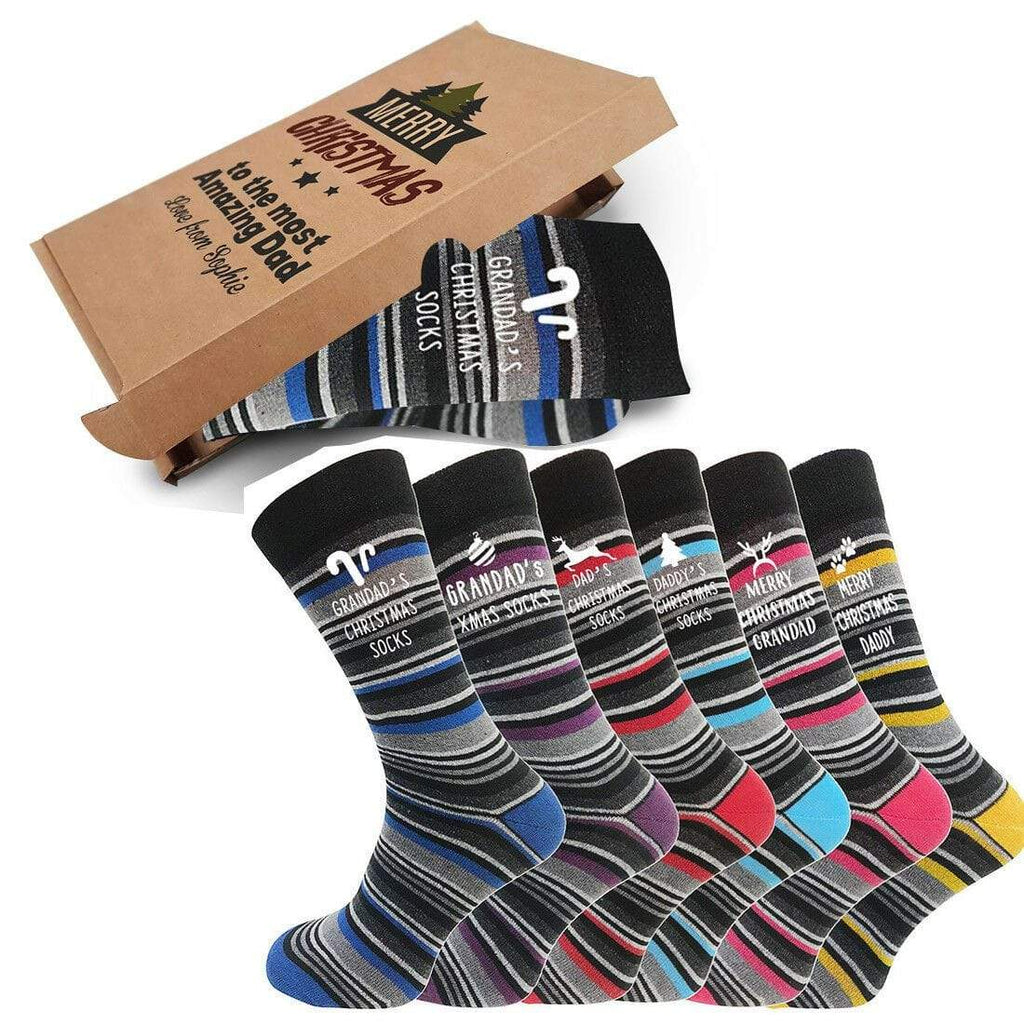 Personalised Mens Grandad Xmas Merry Christmas  Socks Gift Box Sizes 6-11