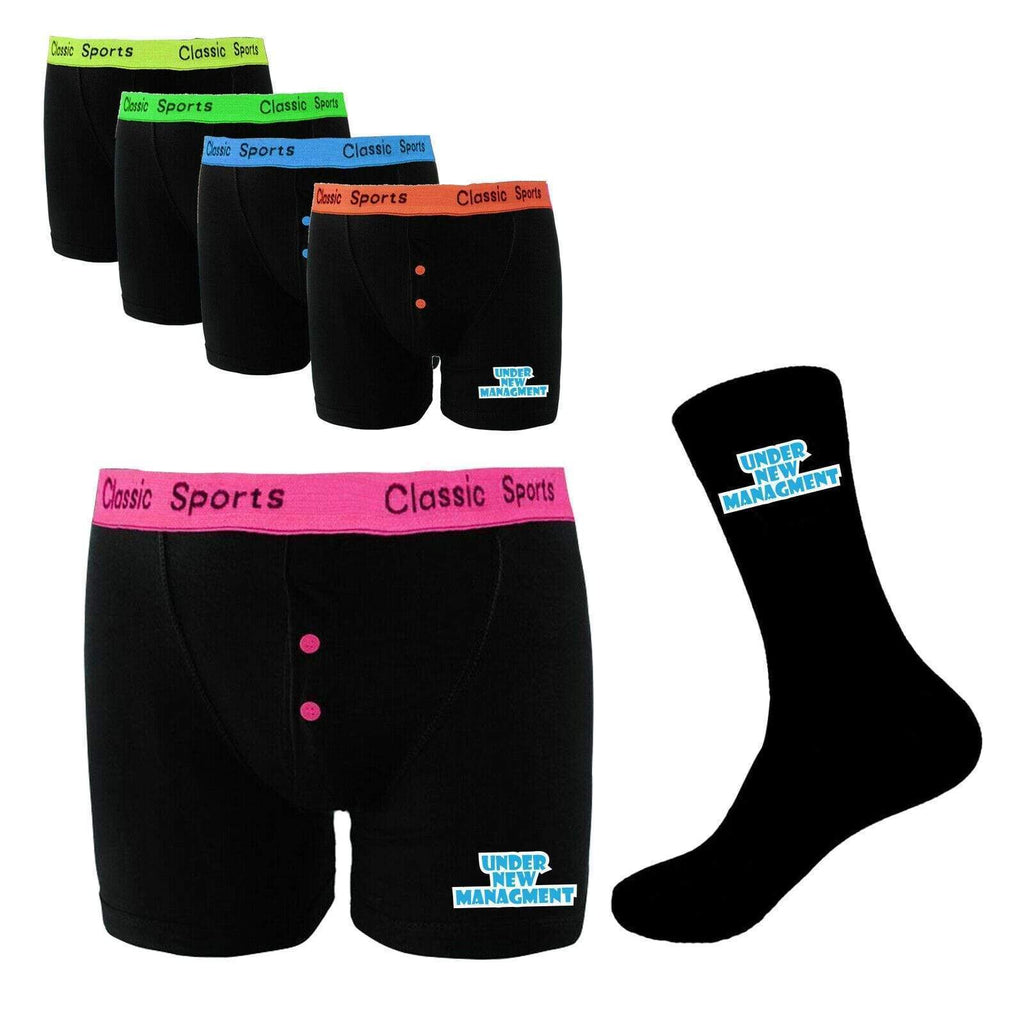 Personalised Men's Wedding Anniversary Gift Neon Boxer Shorts Socks Sets D11